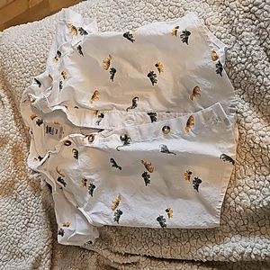 Carters dino print top 9 months white button up collar shirt